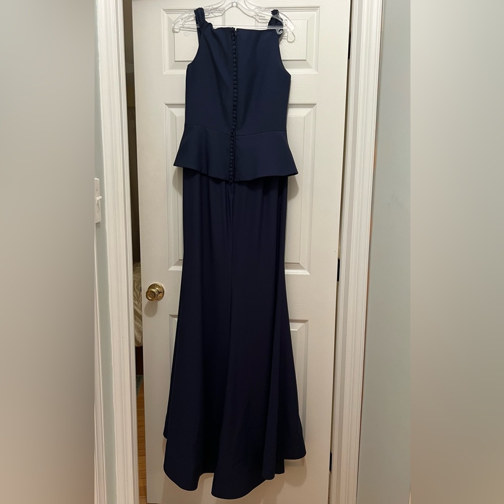 Gia Franco NAVY 12012 Peplum Mermaid long Gown size 14 NWOT - Picture 4 of 8